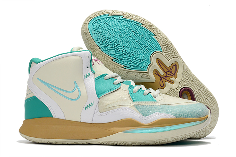 2021 Nike Kyrie 8 White Jade Blue Gold Shoes